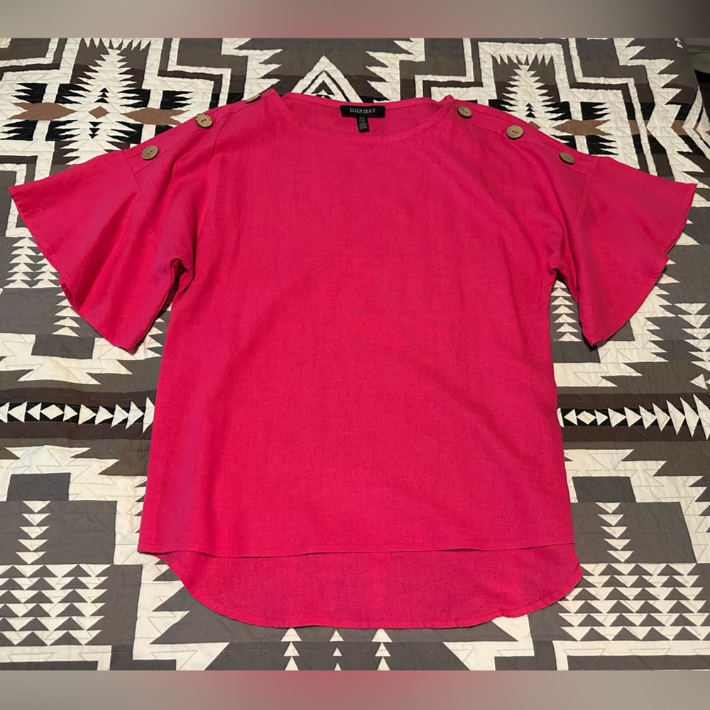 Ellen Tracy Pink Linen Texture Shirt